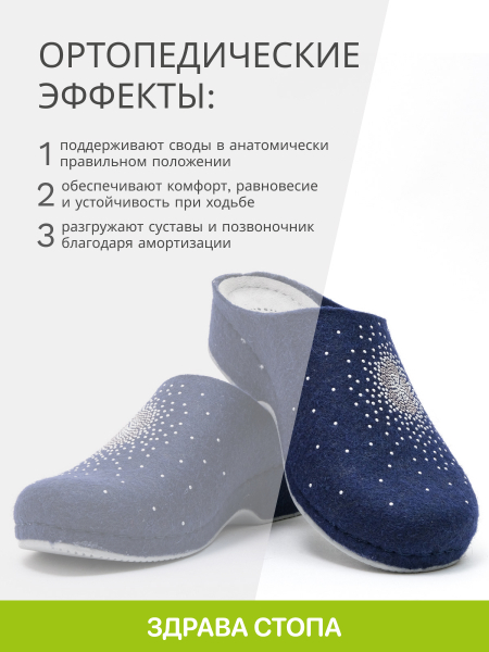 MUBB тапочки сабо женские, 285, синий/ метал. бисер 285-sin-38 фото
