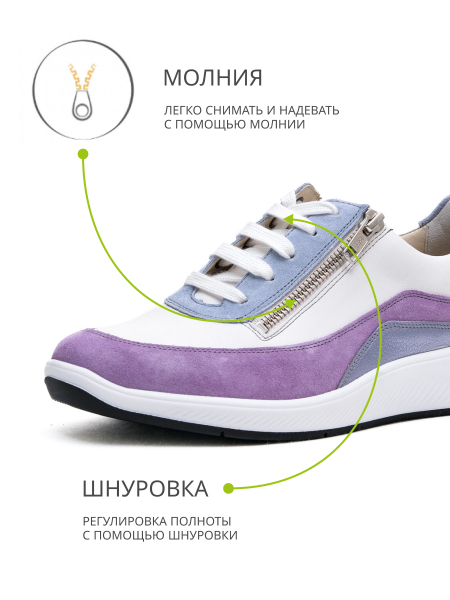 Solidus кроссовки женские, светло-серые Kalea, фиолетовый, белый, голубой 65019-K-80513 фото