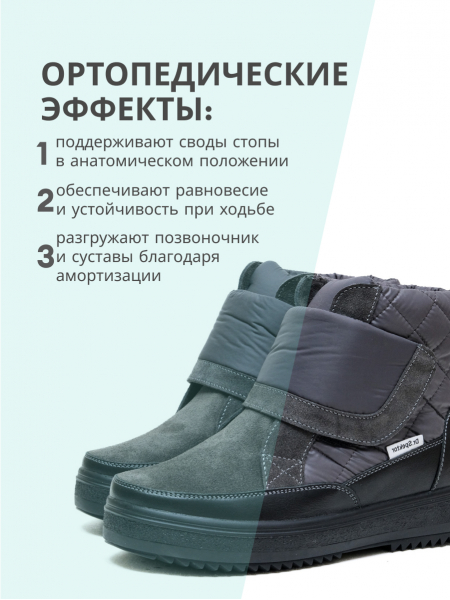 Dr.Spektor ботинки женские зимние,антигололед с шипами Серый глянец Ш0515-В/ПЛ-seriy-37 фото
