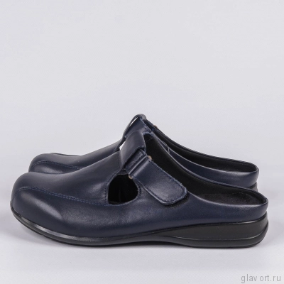 Тапочки-сабо OrthoMS, кожаные, широкие, для чувствительной стопы, синий 5007_90CB фото