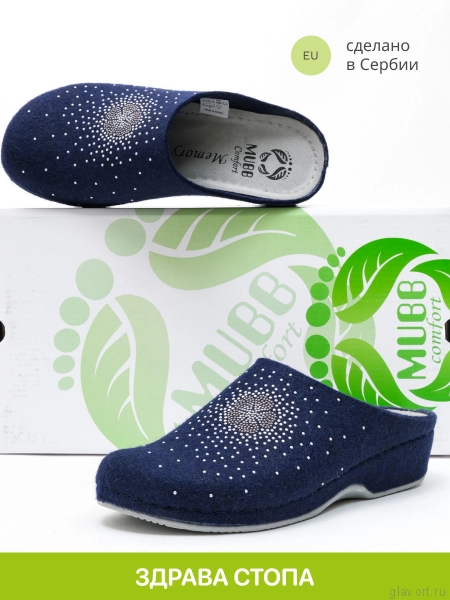 MUBB тапочки сабо женские, 285, синий/ метал. бисер 285-sin-41 фото
