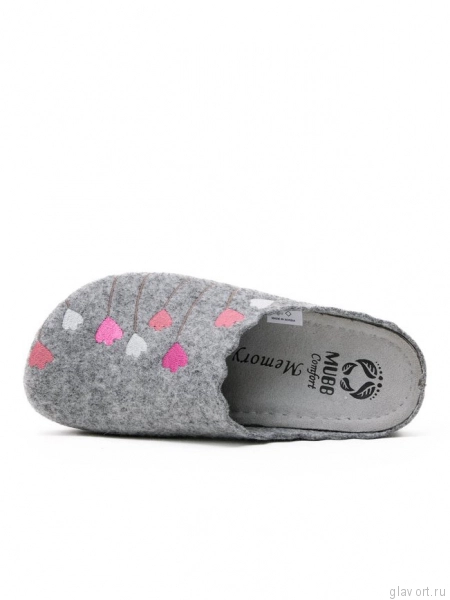 MUBB тапочки сабо женские, 8137-22, серый с вышивкой тюльпаны 8137-22-grey-38 фото