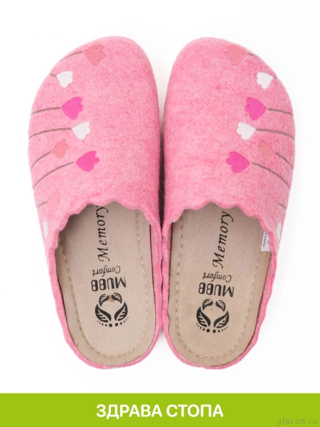 MUBB тапочки сабо женские, 8137-22, розовый ягодный с вышивкой тюльпаны 8137-22-pink-40 фото