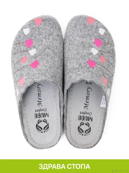 MUBB тапочки сабо женские, 8137-22, серый с вышивкой тюльпаны 8137-22-grey-38 фото