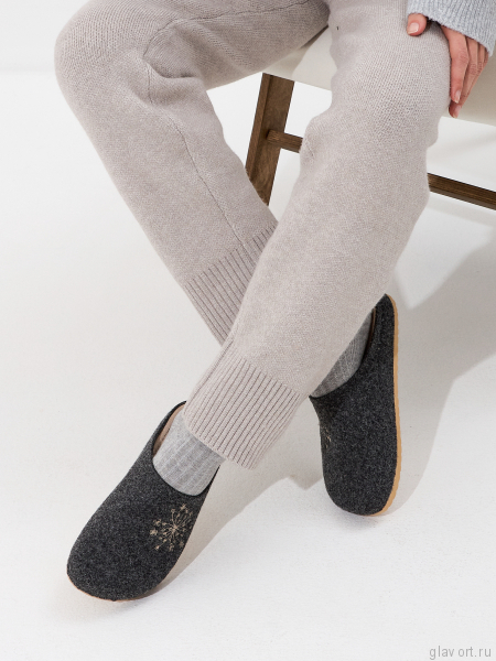 MUBB тапочки сабо женские, 8125-45, темно-серый с рельефной  вышивкой 8125-45-darkgrey-38 фото