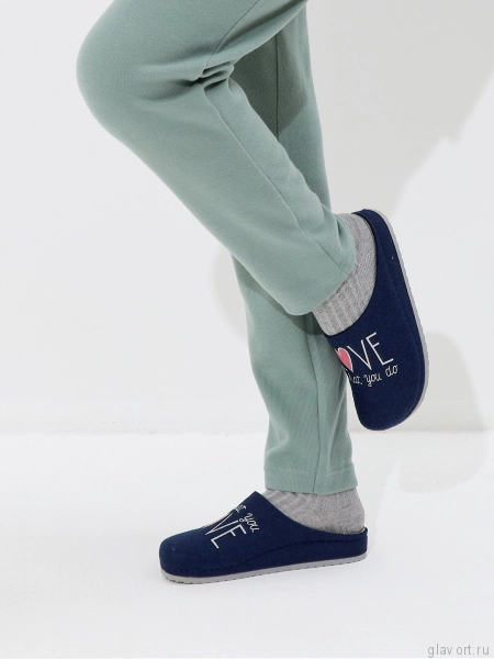 MUBB тапочки сабо женские, 8125-1-22, синий с вышивкой 8125-1-22-blue-41 фото