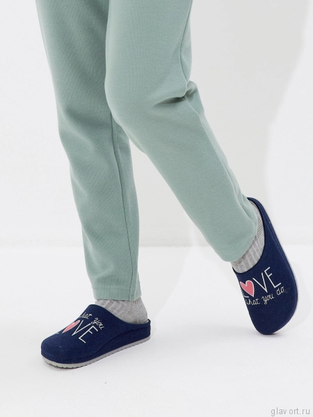 MUBB тапочки сабо женские, 8125-1-22, синий с вышивкой 8125-1-22-blue-41 фото