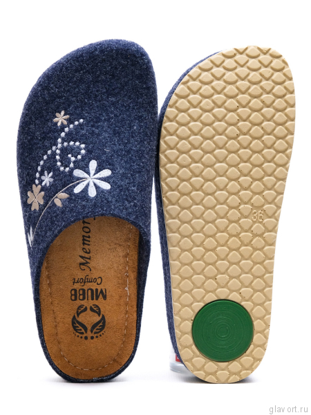 MUBB тапочки сабо женские, 8125-50, темно-синий с вышивкой 8125-50-blue-37 фото