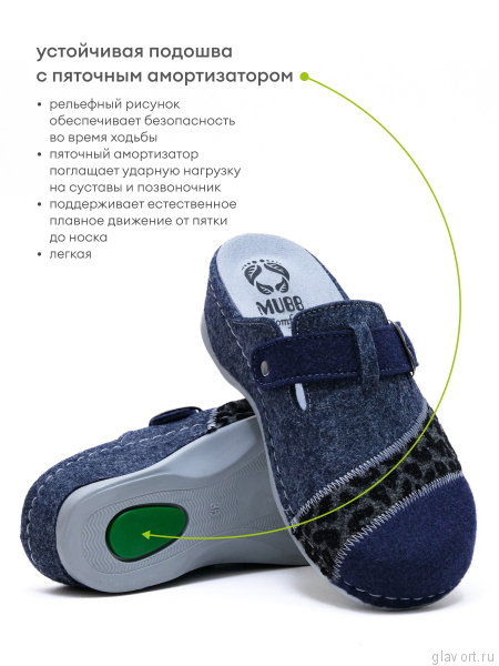 MUBB тапочки сабо женские, 759-1, синий мультиколор/ серый леопард 759-1-blue-36 фото