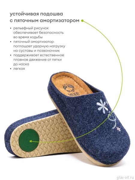 MUBB тапочки сабо женские, 8125-50, темно-синий с вышивкой 8125-50-blue-37 фото