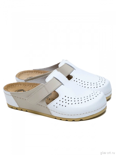 MUBB сабо женские, 8888, белый/бежевый 8888-whitebeige-37 фото