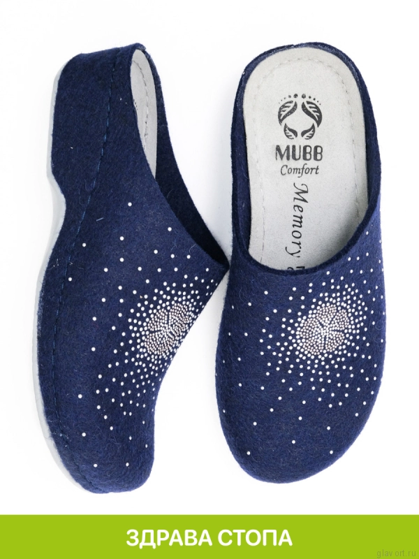 MUBB тапочки сабо женские, 285, синий/ метал. бисер 285-sin-36 фото